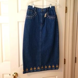 Vintage Midi Jean Skirt